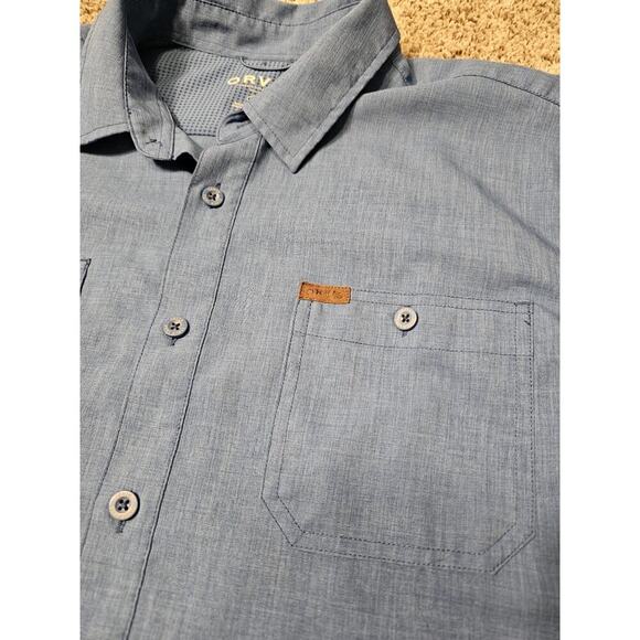 Orvis Men's Classic Button Down Blue Short Sleeve Fishing Casual Shirt Size XL - Picture 2 of 5
